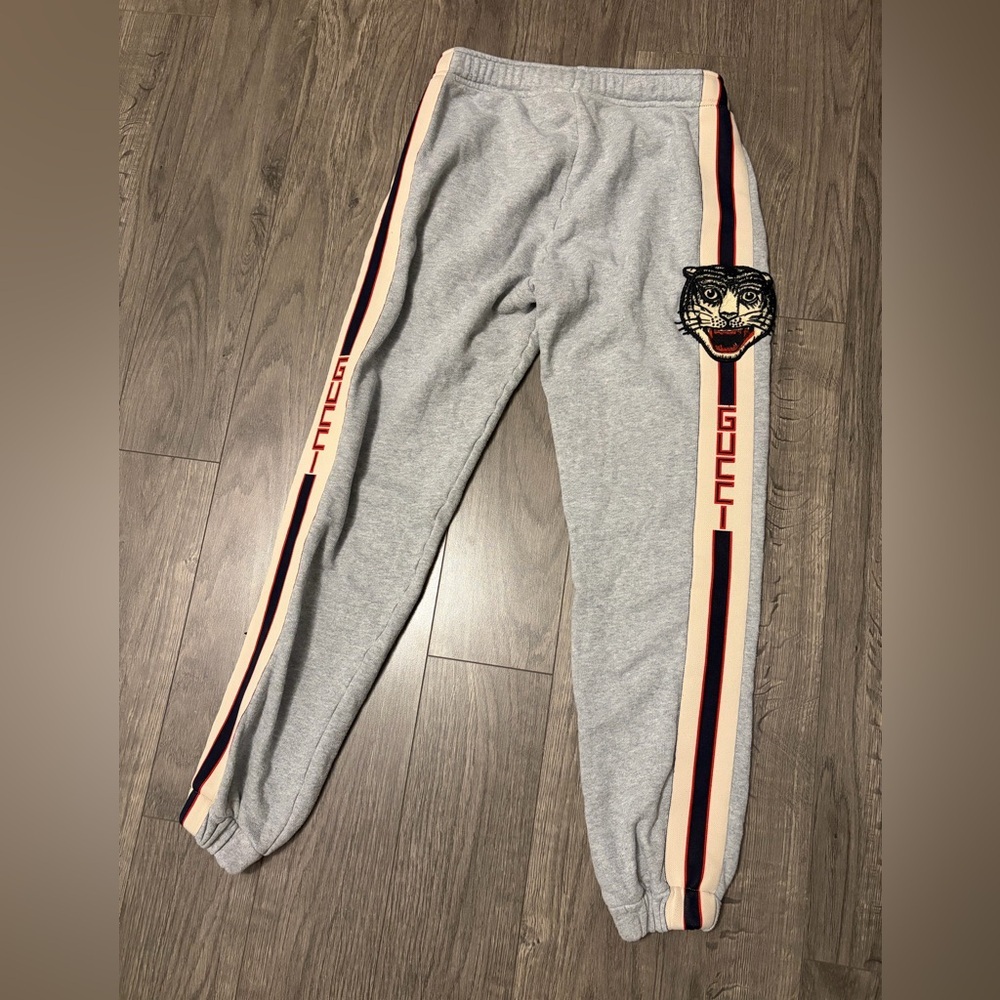 Gucci Light Gray stitched tiger Sweatpants